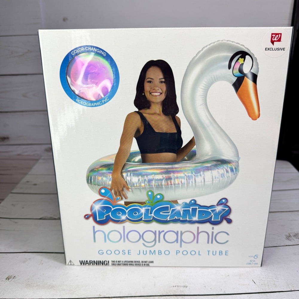 Pool Candy Goose Pool Float 42" Holographic Color Changing New Box